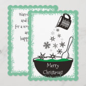 Meting met bekertje voor het gieten van sneeuwvlok feestdagenkaart (Voorkant / Achterkant)