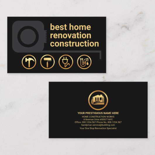 Meting van tapegrens Gold Handyman Tools Visitekaartje (Voorkant / Achterkant)