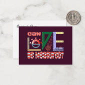 Metingen van liefde notitiekaartje (Voorkant / Achterkant in situ)