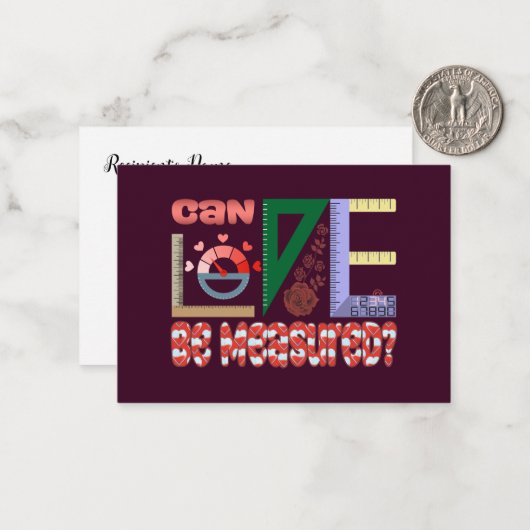 Metingen van liefde notitiekaartje (Voorkant / Achterkant in situ)
