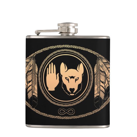 Metis Art Flask Custom Metis Rebellion Flag Flask Heupfles (Voorkant)