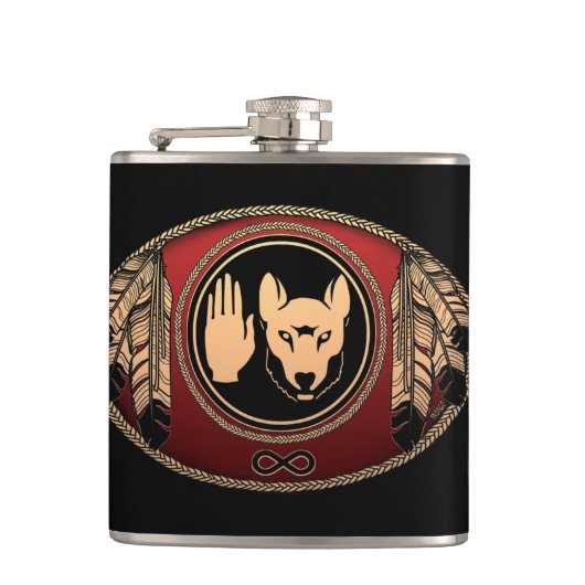 Metis Art Flask Custom Metis Rebellion Flag Flask Heupfles (Voorkant)