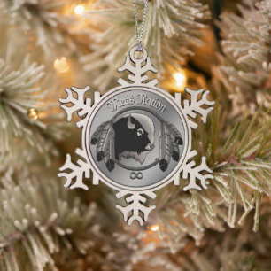 Metis Art kerstversieringen Aangepaste tribale cad Tin Sneeuwvlok Ornament