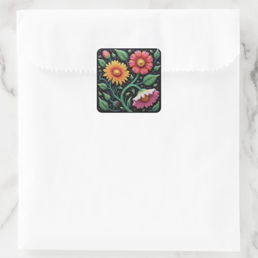 Metis Beadwork Craft Wildflower Square Stickers (Tas)