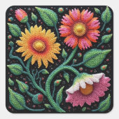 Metis Beadwork Craft Wildflower Square Stickers (Voorkant)