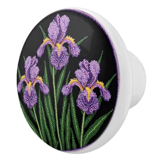 Metis Beadwork Floral Iris Native Art Keramische K Keramische Knop (Rechts)