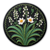 Metis Beadwork Floral Lily Native Art Keramische K Keramische Knop (Voorkant)