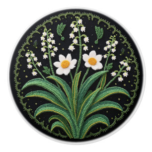 Metis Beadwork Floral Lily Native Art Keramische K Knop