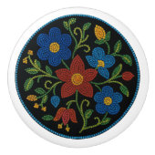 Metis Beadwork Floral Native Art Keramische Knop (Voorkant)