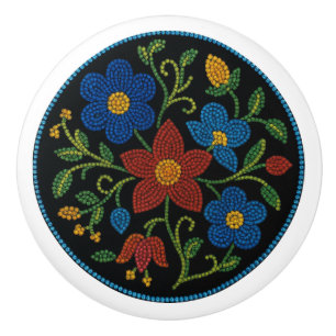 Metis Beadwork Floral Native Art Keramische Knop