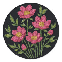Metis Beadwork Native Art Cosmos Flowers Stickers