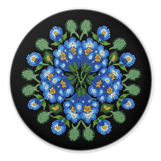Metis Beadwork Native Forget-Me-Nots keramische kn Keramische Knop (Voorkant)