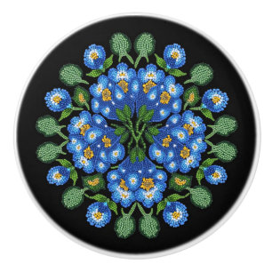 Metis Beadwork Native Forget-Me-Nots keramische kn Knop