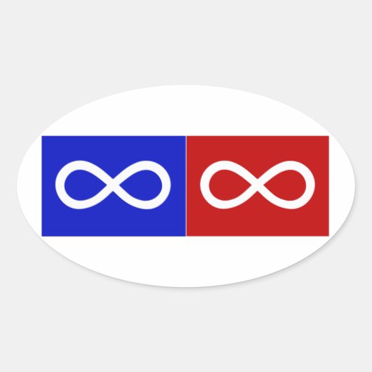 Métis Blauw & Rode Vlag Ovale Sticker (Voorkant)