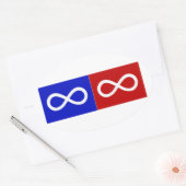 Métis Blauw & Rode Vlag Ovale Sticker (Envelop)