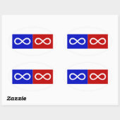 Métis Blauw & Rode Vlag Ovale Sticker (Vel)