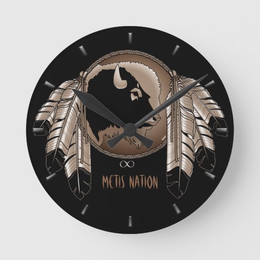 Metis Clock First Nation Spirit Buffalo Wall klok (Voorkant)