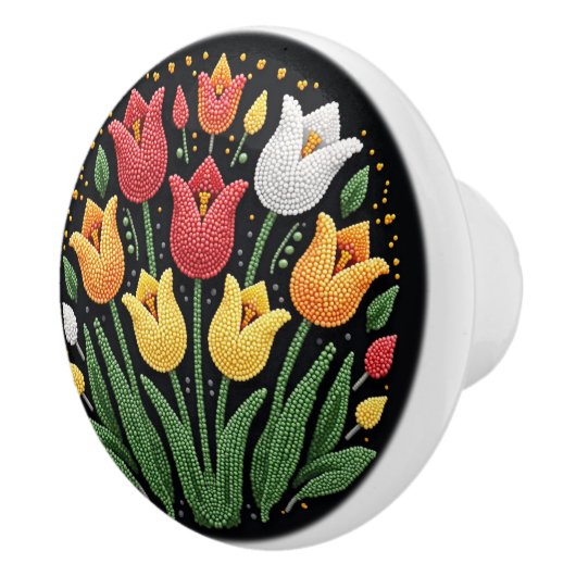 Metis First Nations Beadwork Tulpen Keramische Kno Keramische Knop (Rechts)