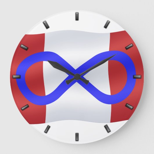 Metis Flag Clock Canadian Mets Flag Wall Clock Grote Klok (Voorkant)