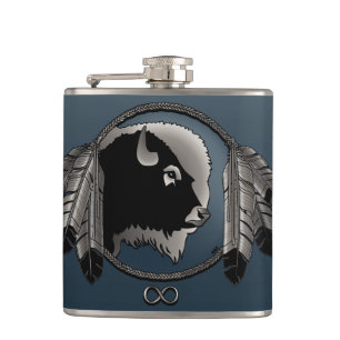 Metis Flask Custom Spirit Buffalo Metis Art Fles Heupfles