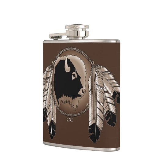 Metis Flask Custom Spirit Buffalo Metis Art Fles Heupfles (Links)