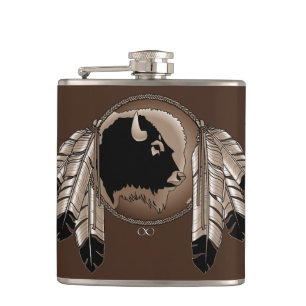Metis Flask Custom Spirit Buffalo Metis Art Fles Heupfles