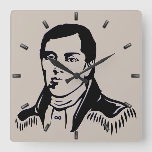 Metis Hero Clock Metis Leader Cuthbert Grant Clock Vierkante Klok (Voorkant)
