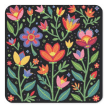 Metis Native Beading Craft Folk Art Floral Sticker