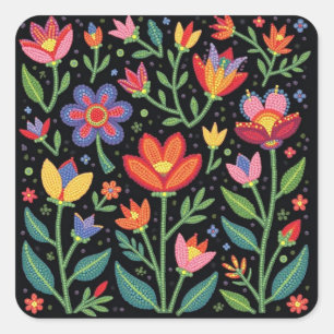 Metis Native Beading Craft Folk Art Floral Sticker