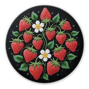 Metis Native Beadwork Aardbeien Keramische Knop