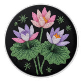 Metis Native Beadwork Bloemen Lotus Keramische Kno Keramische Knop (Voorkant)