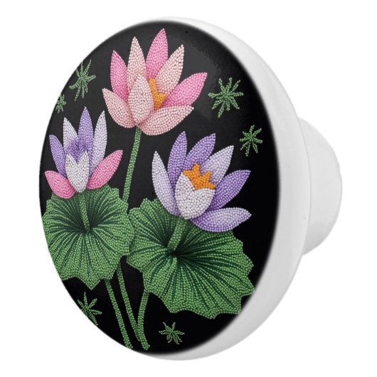 Metis Native Beadwork Bloemen Lotus Keramische Kno Keramische Knop (Rechts)