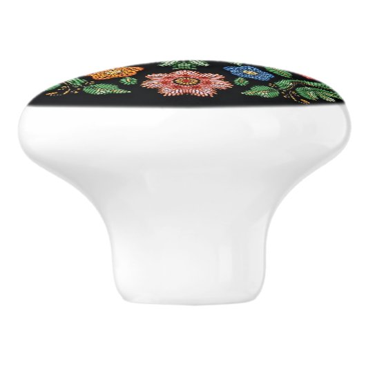 Metis Native Beadwork Wildflowers Art Keramische K Keramische Knop (Zijkant)