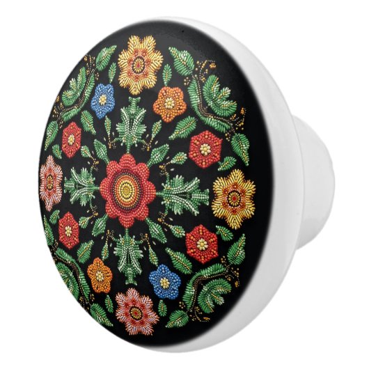 Metis Native Beadwork Wildflowers Art Keramische K Keramische Knop (Rechts)