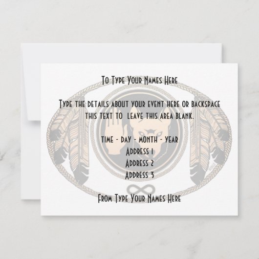 Metis Wolf Invitations Personalized Rebel Art Kaar Kaart (Achterkant)