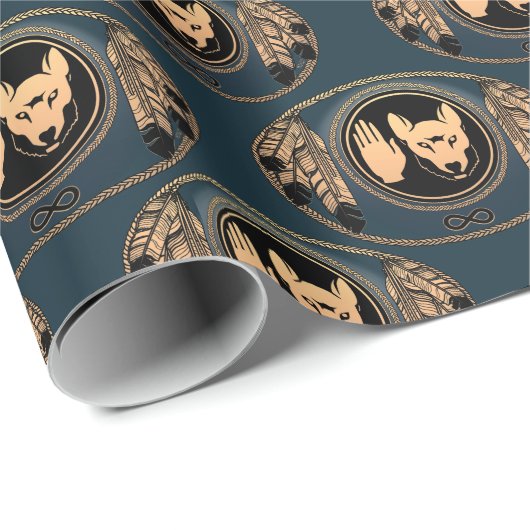 Metis Wrapping Paper First Nations Wolf Art Paper Cadeaupapier (Rol Hoek)