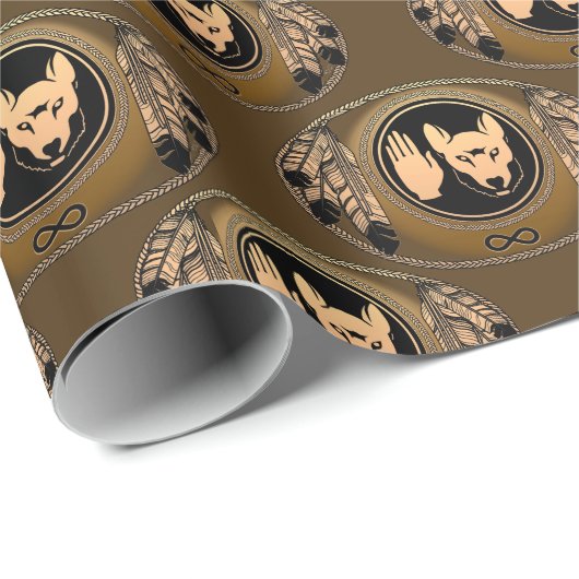Metis Wrapping Paper First Nations Wolf Art Paper Cadeaupapier (Rol Hoek)