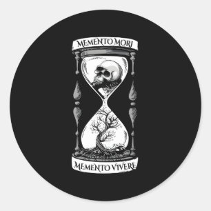 Meto Mori Meto Vivere Skull Stoic Meto Mori Ronde Sticker