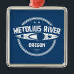 Metolius de Oregon Kayaking Metalen Ornament<br><div class="desc">De rivier de Metolius stroomt uit de grond rond de basis van Black Butte,  niet ver van Sisters,  Oregon,  en heeft een consistente jaarstroom voor het opzadelen en kajakken die uit een gezonde stroomopwaartse aquifer komt.</div>