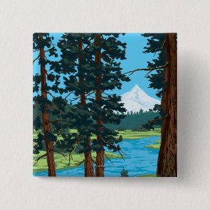 Metolius River Headwaters, Oregon Vierkante Button 5,1 Cm
