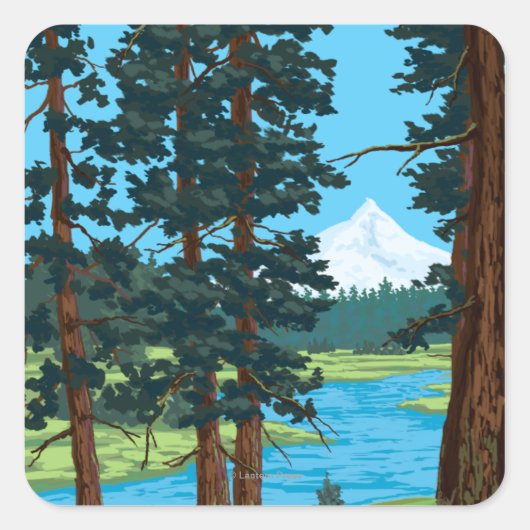 Metolius River Headwaters, Oregon Vierkante Sticker (Voorkant)