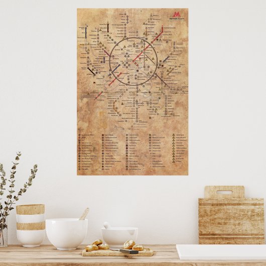 Metro 2033 - Aged Map Poster (Keuken)