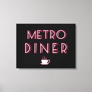 Metro Art Deco Diner Bord Canvas Afdruk