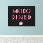 Metro Art Deco Diner Sign Canvas Afdruk (Insitu (Houten vloer))