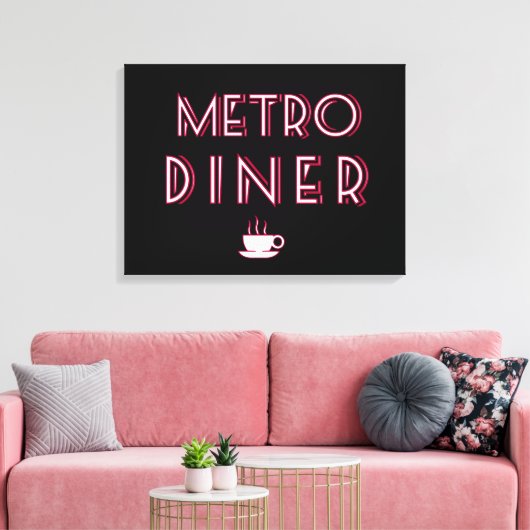 Metro Art Deco Diner Sign Canvas Afdruk (Insitu (Woonkamer))