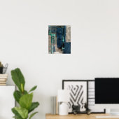 'Metro' Blue Abstract Art schilderen Poster (Thuiskantoor)