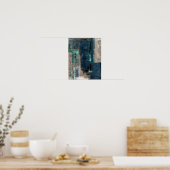 'Metro' Blue Abstract Art schilderen Poster (Keuken)
