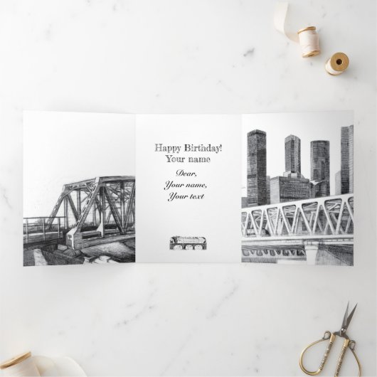 Metro bridge Tri-Fold Card Drieluik Kaart (Binnen)