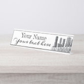 Metro brug Potlood tekening Bureau Naambordje (Voorkant)