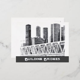 Metro brug Potlood tekening Folie Feestdagen Briefkaart